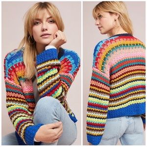 Anthropologie Moth Betty Knit Crochet Cardigan